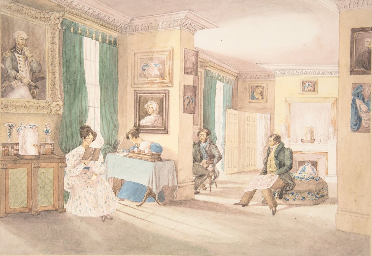 हैटन, वार्विकशायर में एक इंटीरियर, 1820-30। द्वारा पोती डॉ. सैमुअल पार।