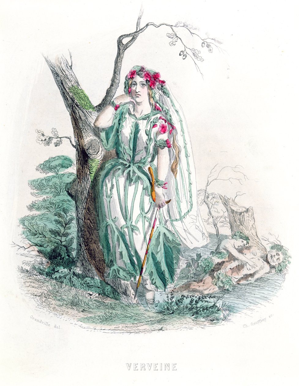 चार्ल्स लेसोफ़रॉय (1819-82), 1847 (रंग उत्कीर्णन) द्वारा उत्कीर्ण &39;लेस फ्लेयर्स एनीमेस&39; से वर्वान द्वारा ग्रैंडविल