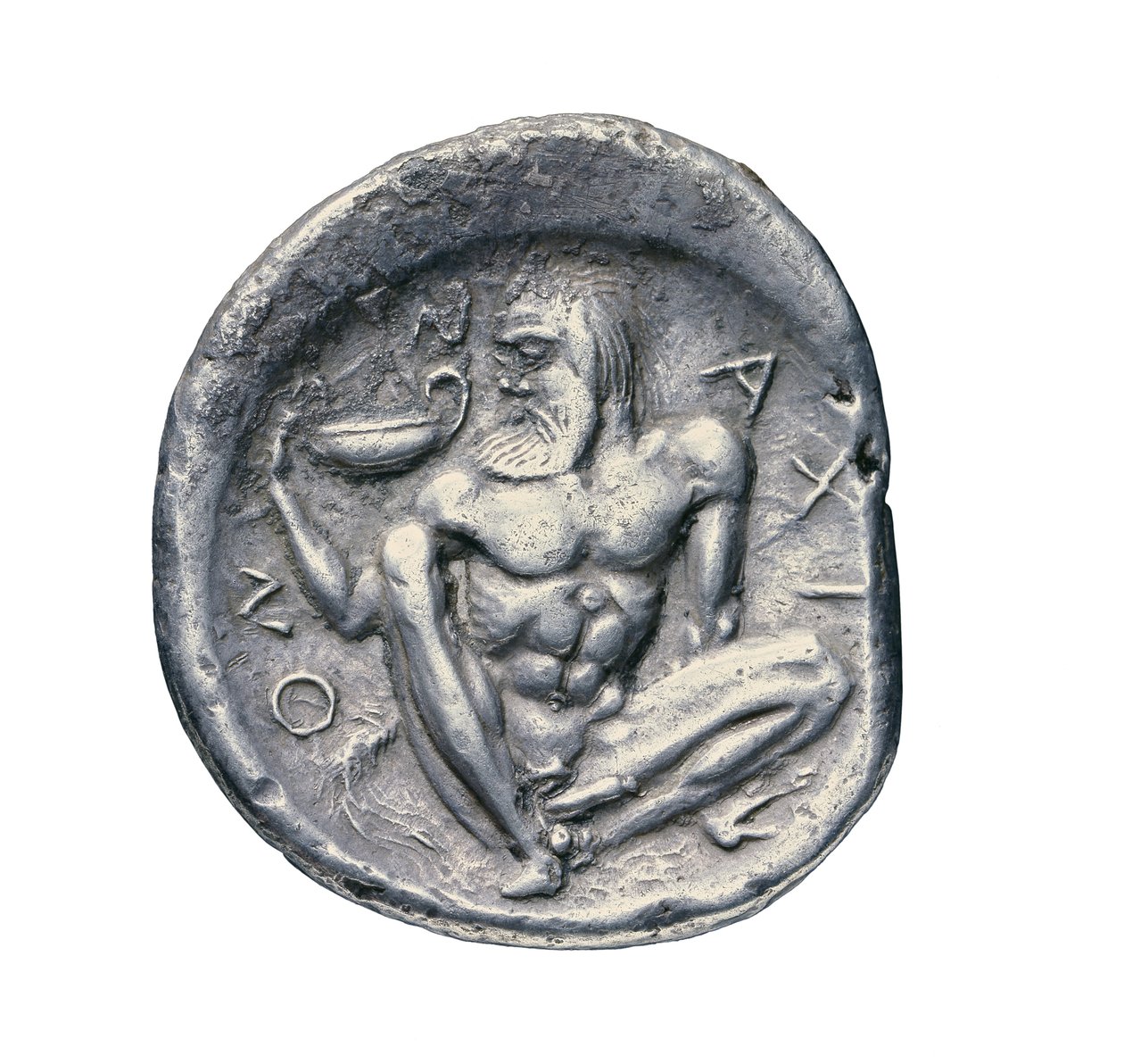 नक्सस से प्राचीन ग्रीक चांदी का सिक्का, 460 ईसा पूर्व (चांदी) द्वारा यूनानी