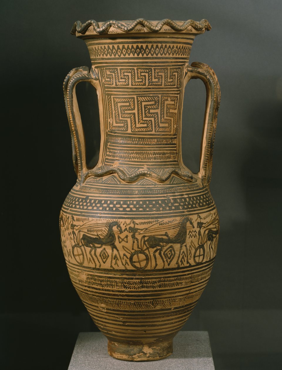 अटारी एम्फोरा, लेट जियोमेट्रिक II बी अवधि (c.720-700 ईसा पूर्व) (चित्रित मिट्टी) (346645 भी देखें) द्वारा यूनानी