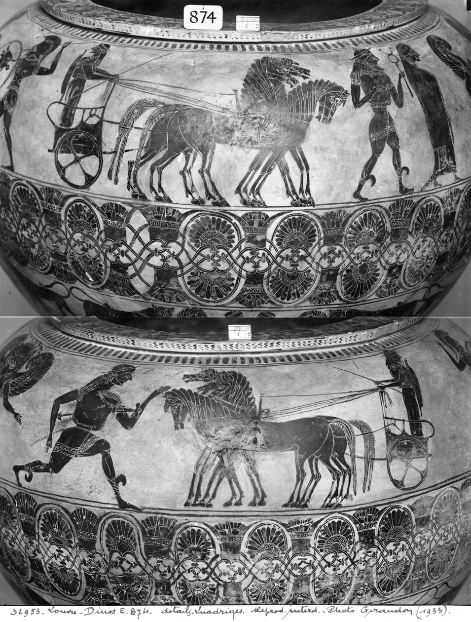 रथों का चित्रण करने वाला अटारी काली आकृति का दीनोस, c.590 ईसा पूर्व द्वारा यूनानी