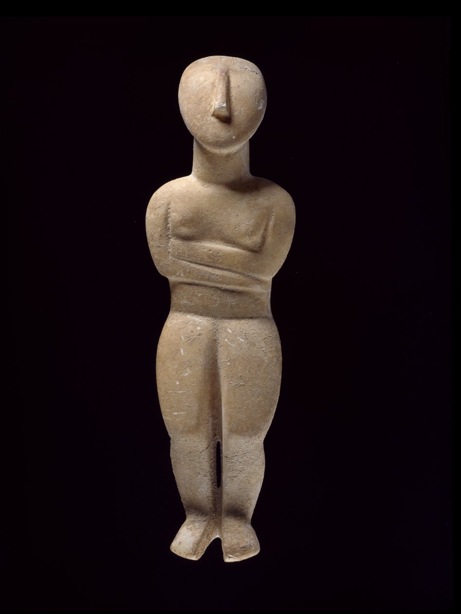 साइक्लेडिक मूर्ति, नक्सोस, c.3000-2000 ईसा पूर्व (संगमरमर) द्वारा यूनानी