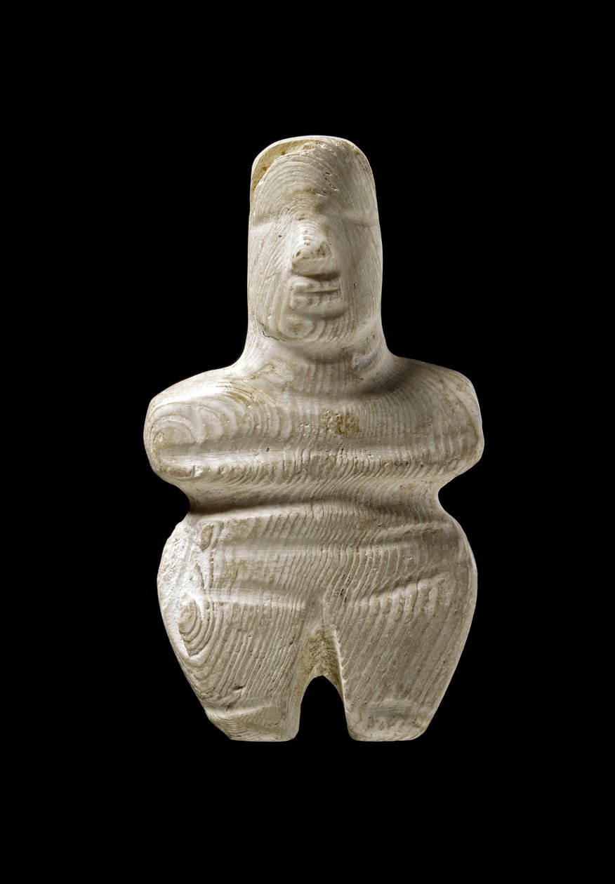 साइक्लेडिक मूर्ति, नक्सोस, c.3000-2000 ईसा पूर्व (संगमरमर) द्वारा यूनानी