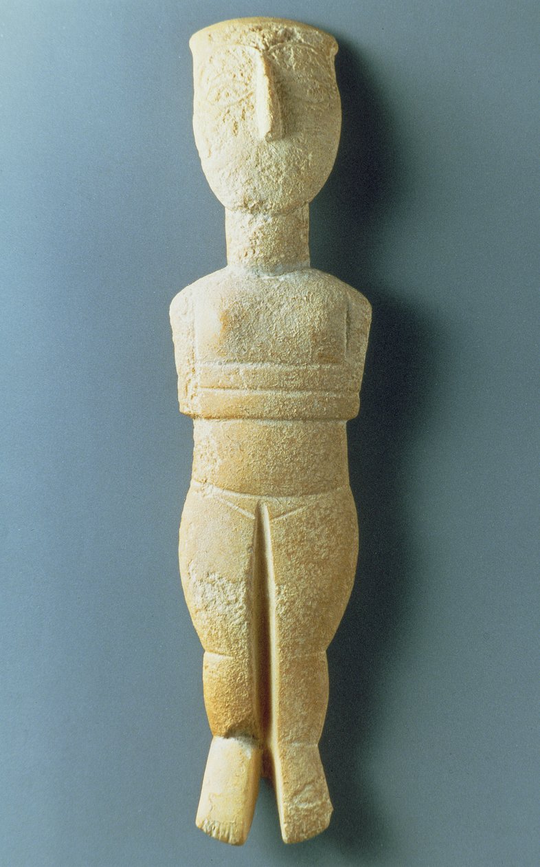 महिला मूर्ति, प्रारंभिक साइक्लाडिक, c.2800-2300 ईसा पूर्व (संगमरमर) द्वारा यूनानी