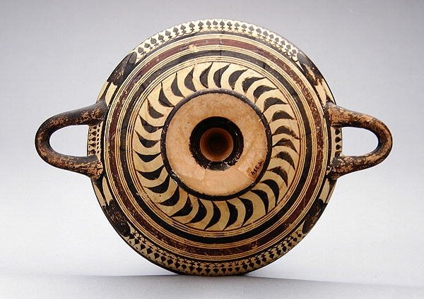 लैक्सोनियन काइलिक्स कप, जिसमें ज़ीस और हर्मीस को दर्शाया गया है, c.550-530 ईसा पूर्व (मिट्टी) द्वारा यूनानी