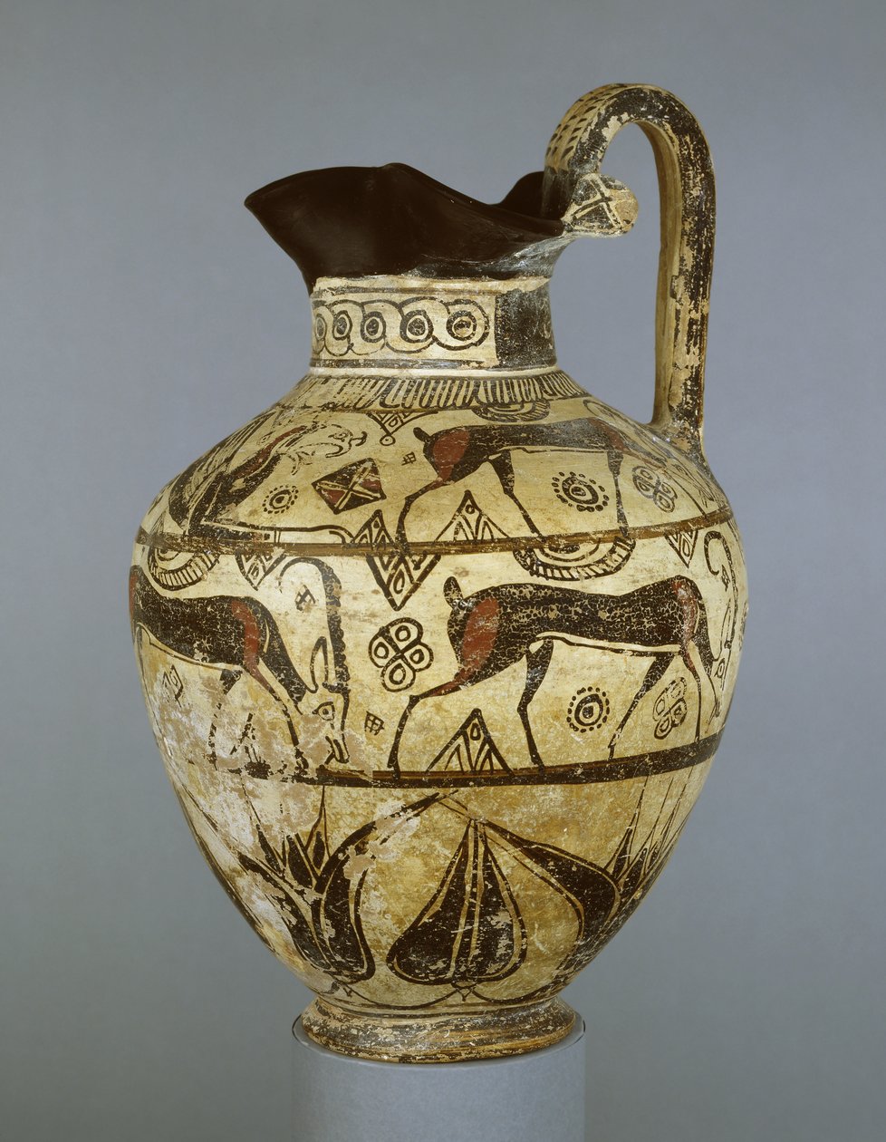 रोड्स से रोडियन मध्य जंगली बकरी शैली oinochoe, c.600 ईसा पूर्व (सिरेमिक) द्वारा यूनानी