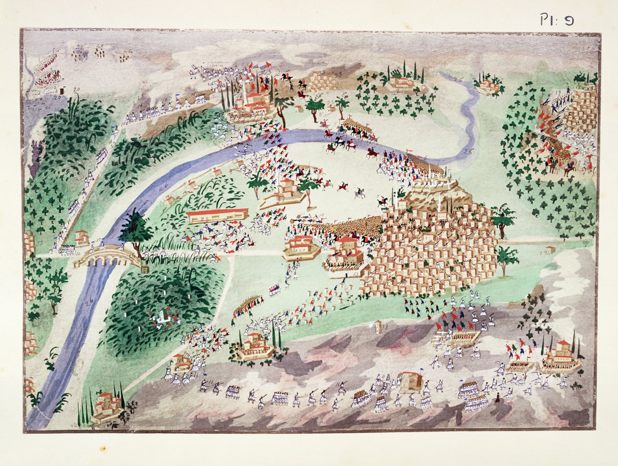 Arta पर गढ़ के लिए लड़ाई, जनरल Makryjannis द्वारा यूनानी युद्ध की स्वतंत्रता के सचित्र इतिहास से प्लेट 9 द्वारा ग्रीक स्कूल