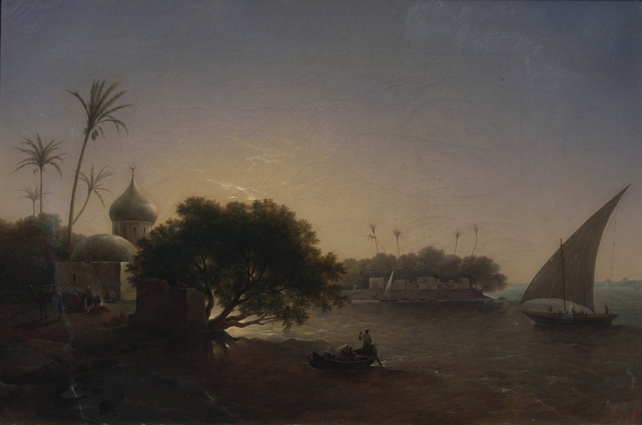 मिस्र में नील नदी का दृश्य, 1851 द्वारा ग्रिगोरी ग्रिगोरविच चेर्नटोसोव