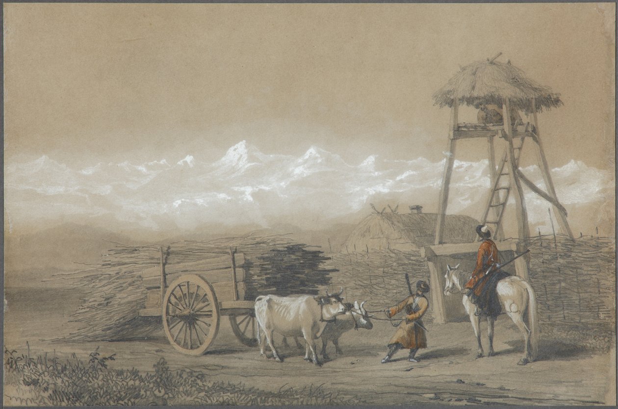 1846 में काकेशस में कोसैक्स किला द्वारा ग्रिगोरी ग्रिगोरेविच गगारिन