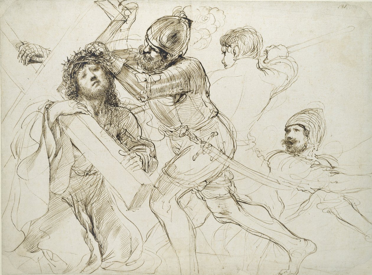 क्राइस्ट द क्राइसिंग, c.1625 - 1628 (श्वेत पत्र पर कलम और भूरी स्याही) द्वारा जियोवन्नी फ्रांसेस्को बारबेरि (इल गुसेरिनो)