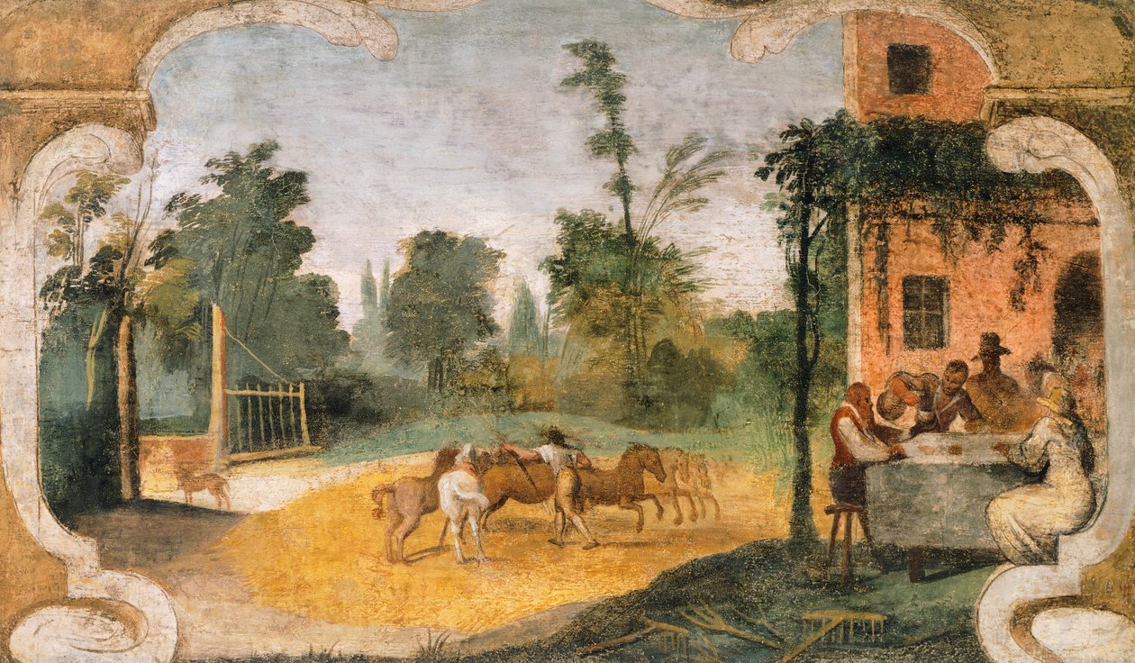 गियोवन्नी फ्रांसेस्को बारबेरी द्वारा द थ्रेशिंग, जिसे ग्वेर्सिनो (1591-1666) के नाम से जाना जाता है। द्वारा ग्वेर्सिनो