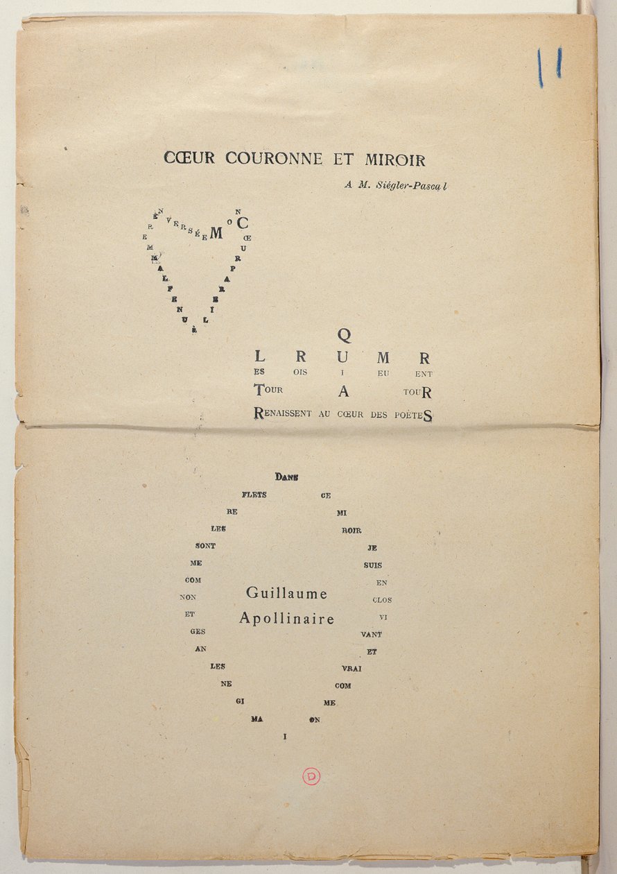 1914 और &39;कागज पर स्याही&39; से एक पृष्ठ की प्रूफिंग कॉपी द्वारा गिलौम एपोलिनायर