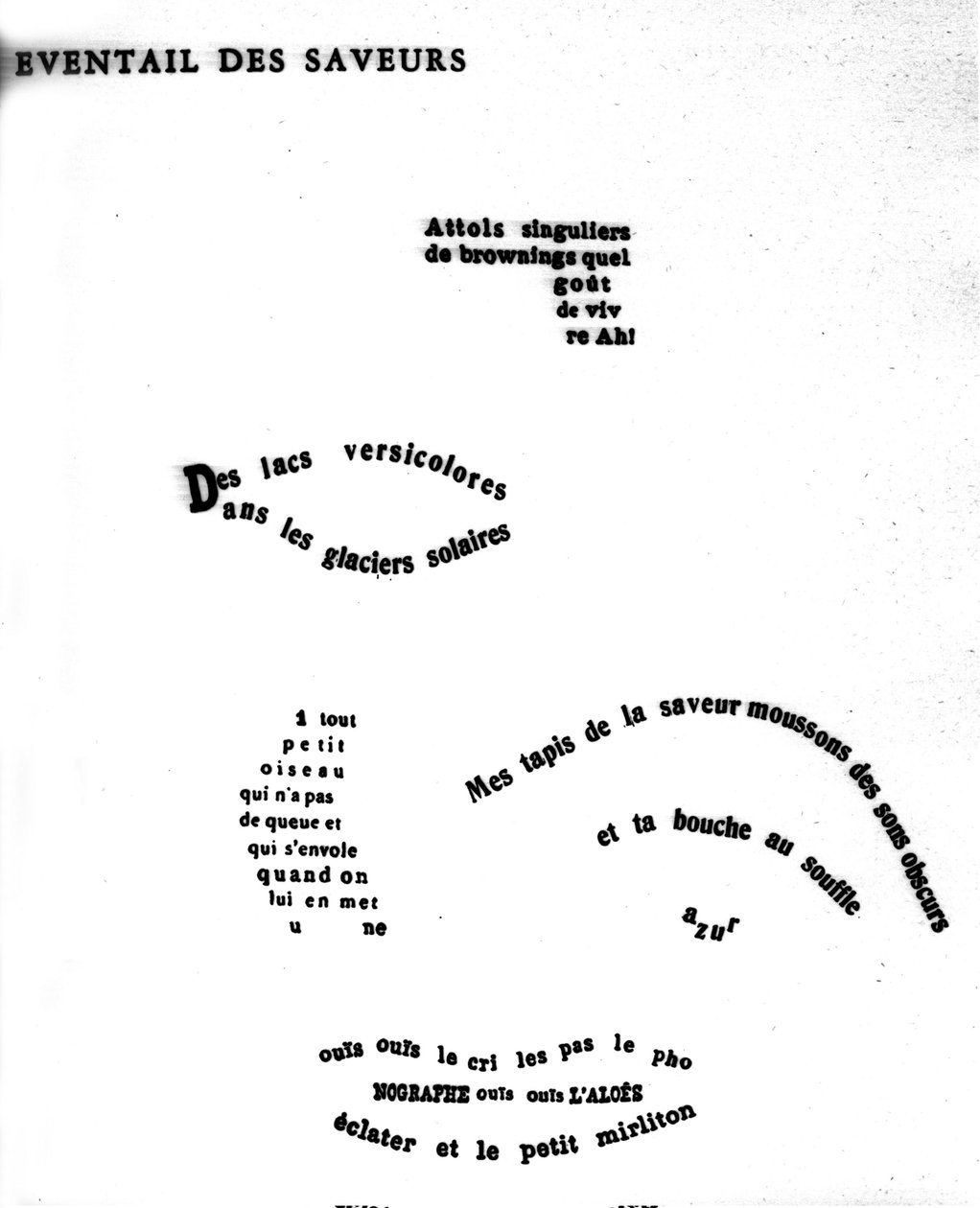 गिलाउम अपोलिनायर द्वारा कैलिग्राम (1880-1918) एक चेहरे का चित्रण: "स्वाद की घटना" द्वारा गिलौम एपोलिनायर