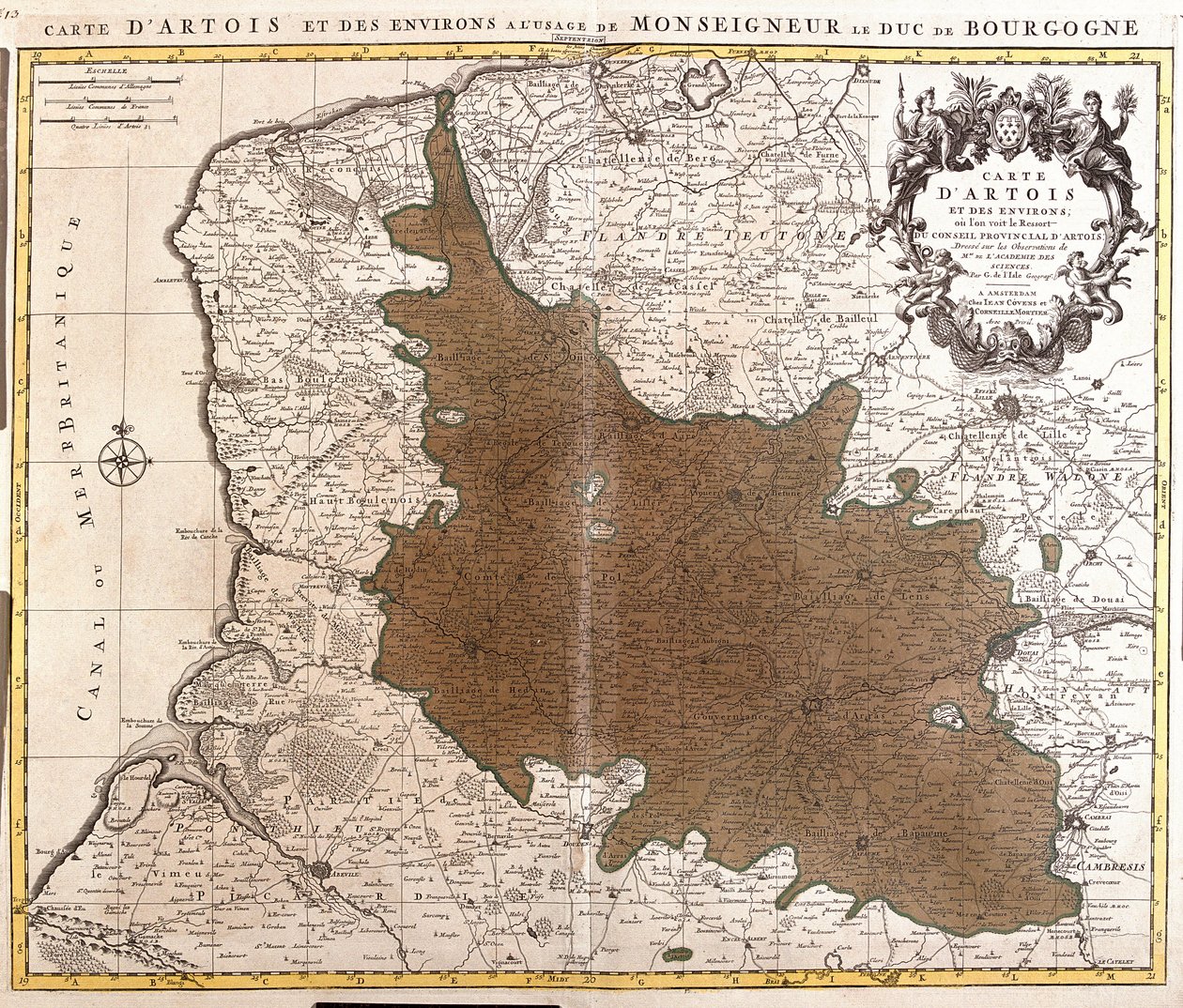 Artois का नक्शा (Pas de Calais, फ्रांस) (नक़्क़ाशी) द्वारा गिलौम डेलिसल