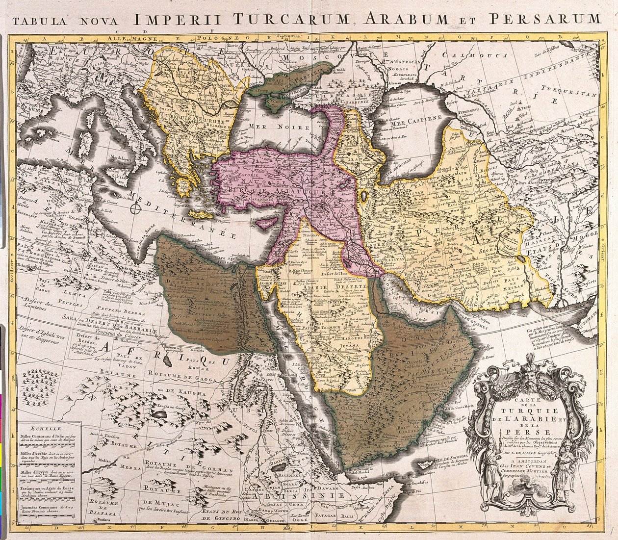 मध्य पूर्व का नक्शा: तुर्की साम्राज्य, फारस और अरब प्रायद्वीप (नक़्क़ाशी) द्वारा गिलौम डेलिसल