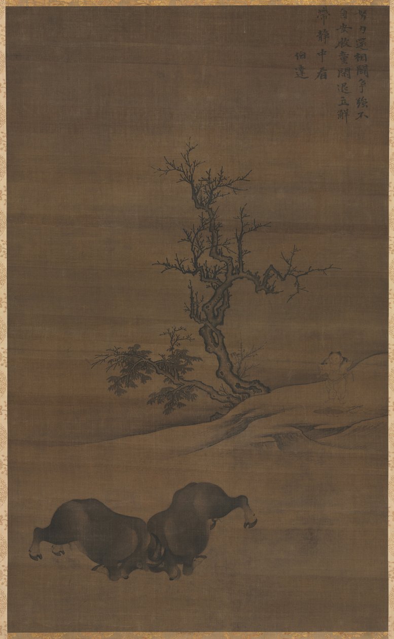 हेर्डबॉयज़ एंड बफ़ेलो इन लैंडस्केप, 1200s। द्वारा गुओ मिनो