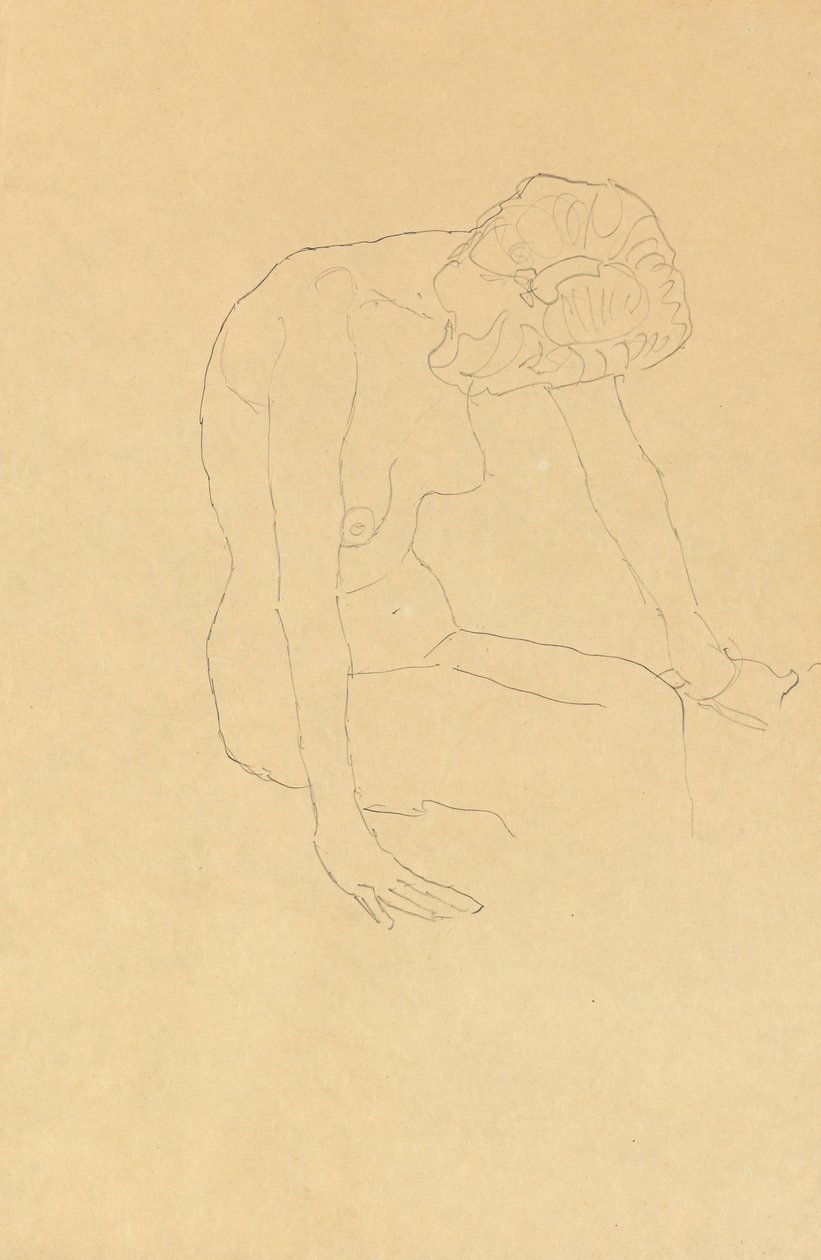 एक महिला नग्न का अध्ययन, c.1908-1909 द्वारा गुस्ताव क्लिम्ट