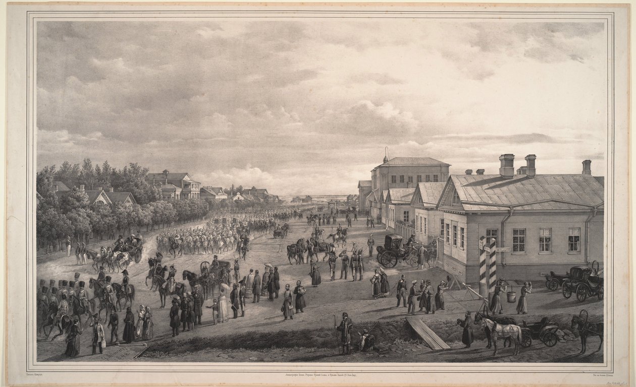 क्रास्नोय सेलो, 1848 के माध्यम से शेवेलियर गार्ड्स की परेड द्वारा गुस्ताव श्वार्ज