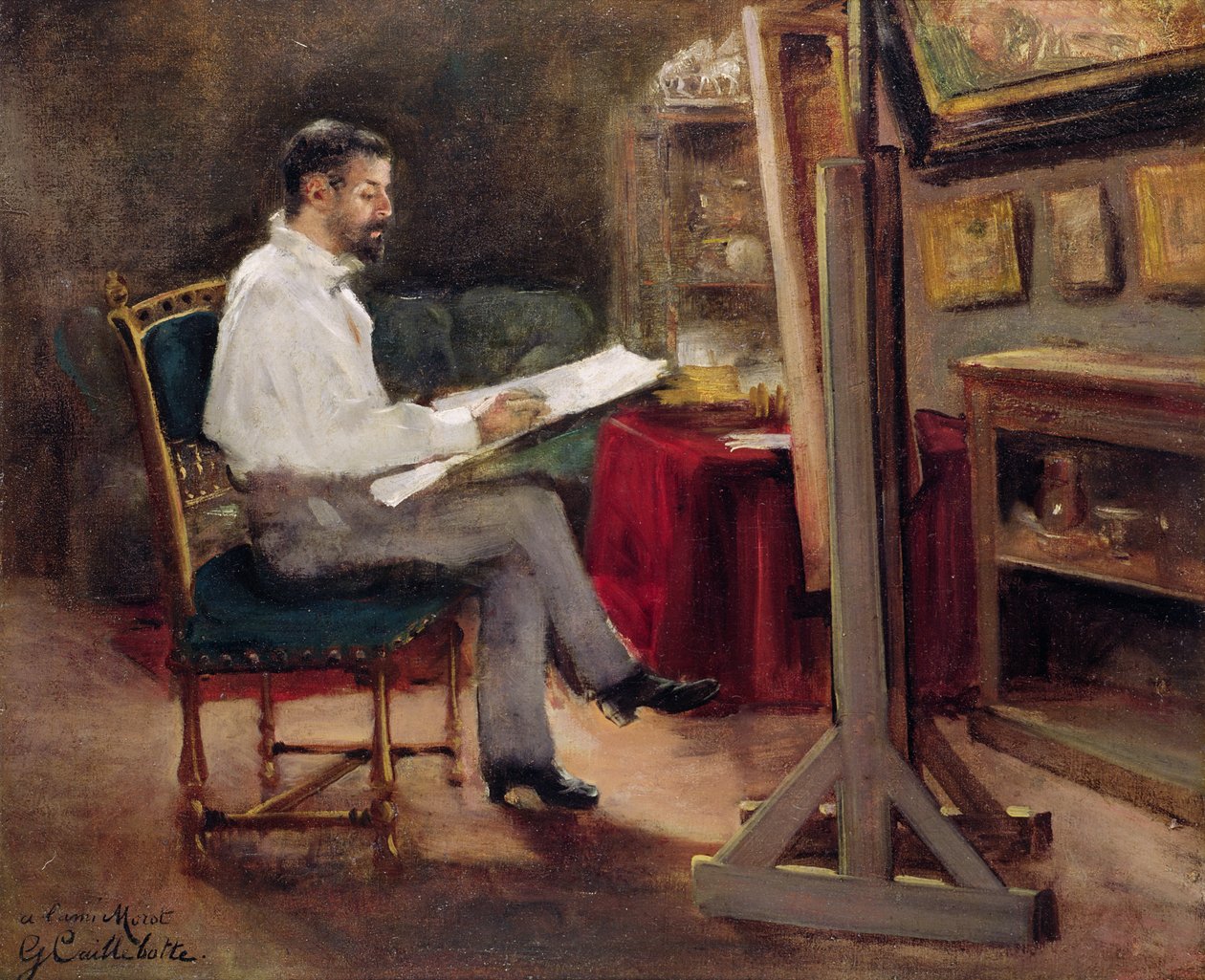 अपने स्टूडियो में कलाकार Morot, c.1874 द्वारा गुस्ताव कैलेबोट्टे