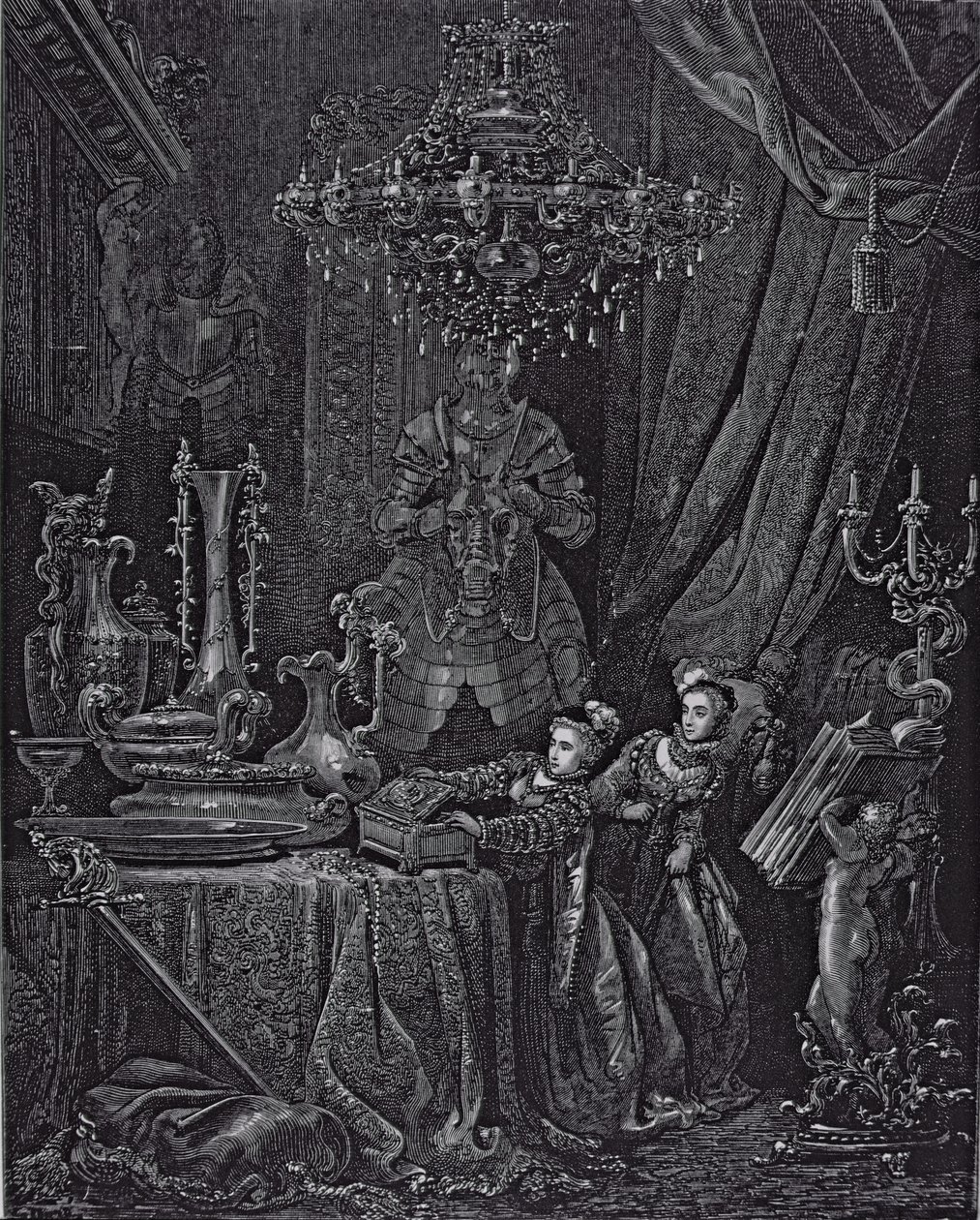 चार्ल्स पेरौल्ट (1628-1703) 1893 द्वारा &39;ब्लूबर्ड&39; के लिए चित्रण द्वारा गुस्ताव डोर