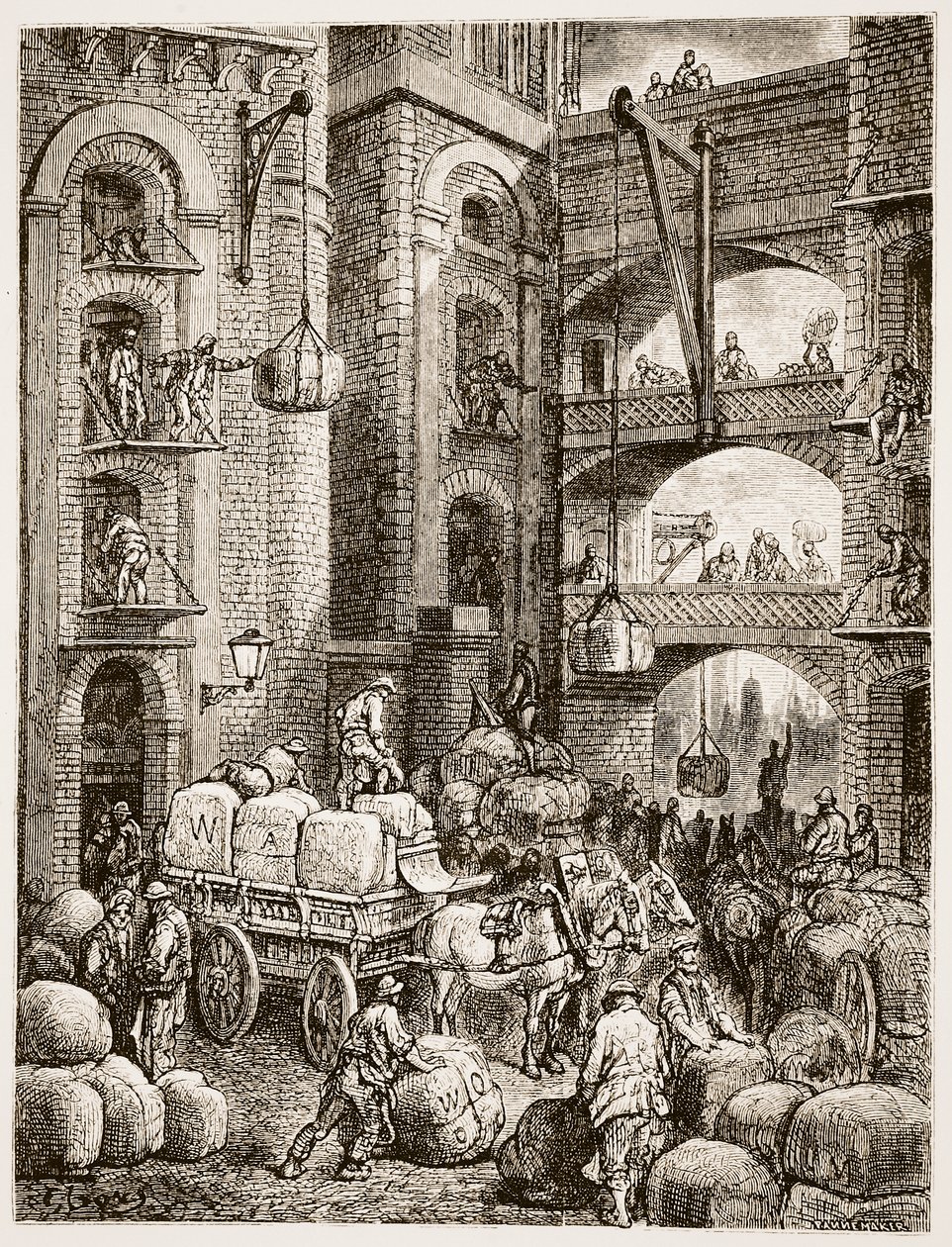 विलियम ब्लैंचर्ड जेरोल्ड (1826-94) द्वारा लिखित &39;लंदन, ए पिलग्रिमेज&39; के एक गोदाम में अपने व्यवसाय के बारे में जाने वाले श्रमिक, जो कि पैनमेकर, पब द्वारा उकेरे गए हैं। 1872 द्वारा गुस्ताव डोर