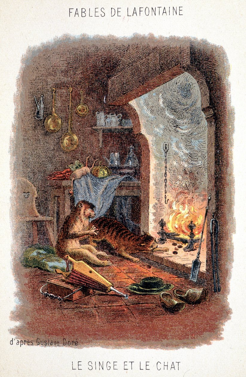 Fables de La Fontaine: गुस्ताव डोरे के बाद बंदर और बिल्ली। द्वारा गुस्ताव (बाद में) डोर