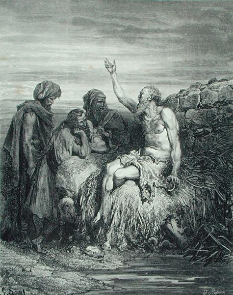जॉब एंड हिज़ फ्रेंड्स, जे रेग्नियर द्वारा उकेरा गया, c.1868 (उत्कीर्णन) द्वारा गुस्ताव (बाद में) डोर