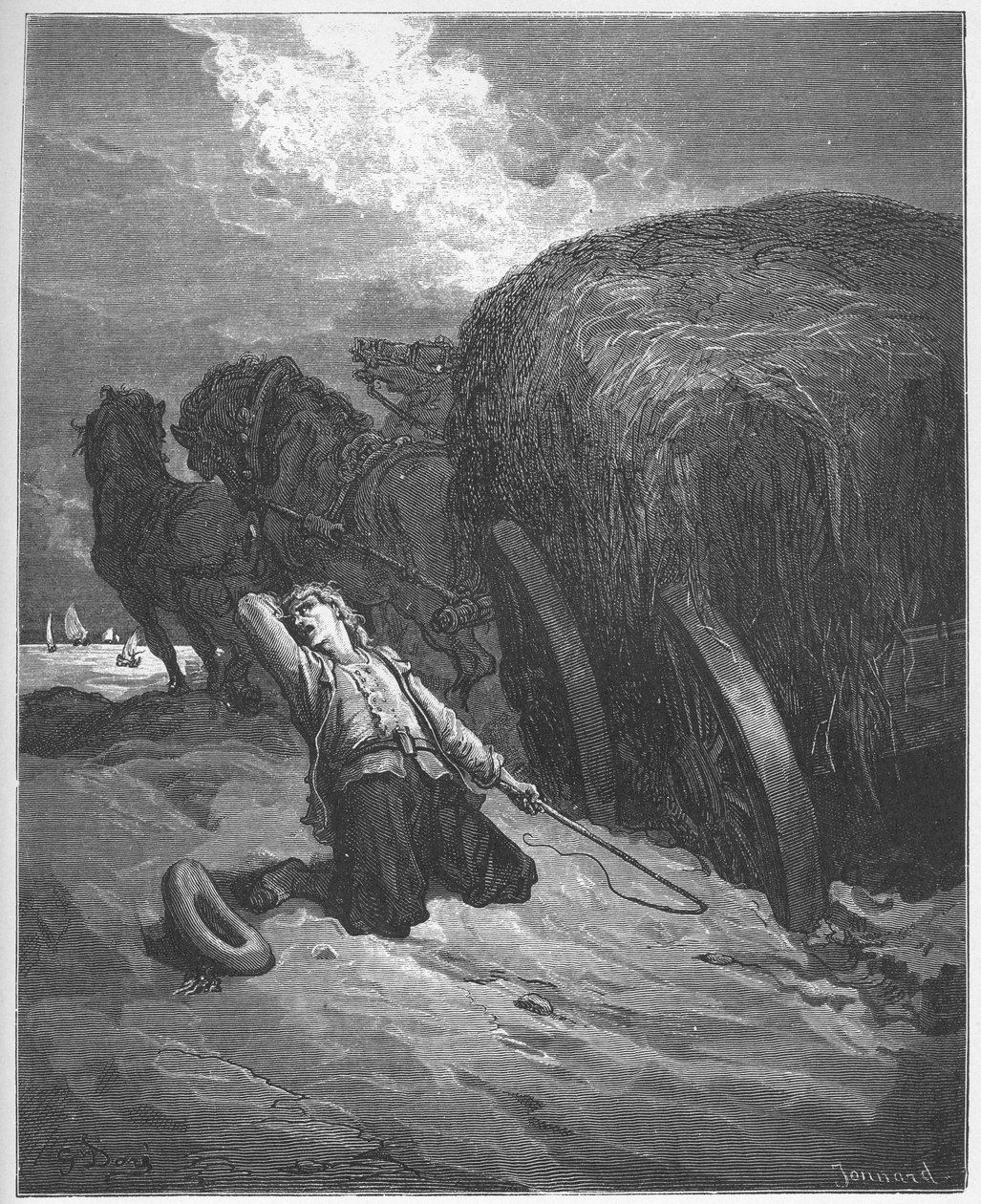 ले चार्टियर - द वैगनर मिरेड - जीन डे ला फोंटेन (लाफोंटेन) (1621-95) द्वारा 'फेबल्स' से - गुस्ताव डोर (1832-83) के बाद उत्कीर्णन - निजी संग्रह द्वारा गुस्ताव (बाद में) डोर
