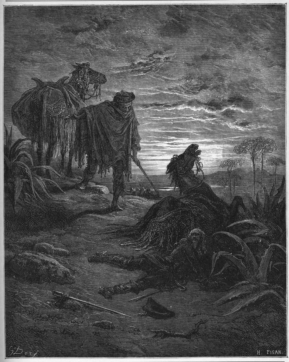 लेस ड्यूक्स म्यूल्स - द टू म्यूल्स - जीन डे ला फोंटेन (लाफोंटेन) (1621-95) द्वारा 'फेबल्स' से - गुस्ताव डोर (1832-83) के बाद उत्कीर्णन - निजी संग्रह द्वारा गुस्ताव (बाद में) डोर