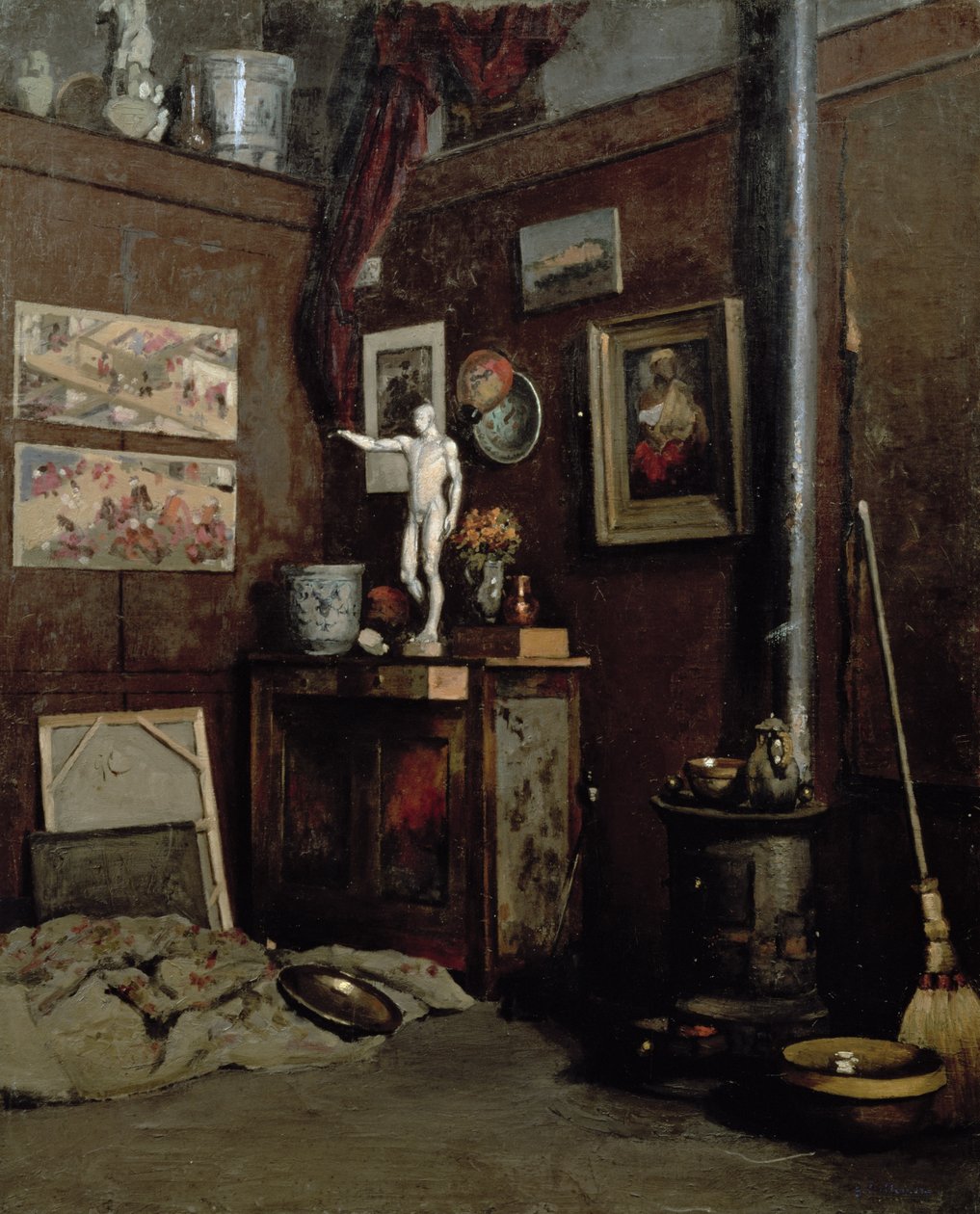 एक स्टूडियो का इंटीरियर, c.1872-74 (कैनवास पर तेल) द्वारा गुस्ताव कैलेबोट्टे