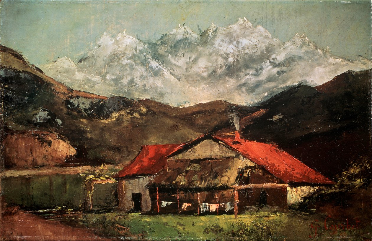 पहाड़ों में एक झोपड़ी, c1874 द्वारा गस्टवे कौरबेट