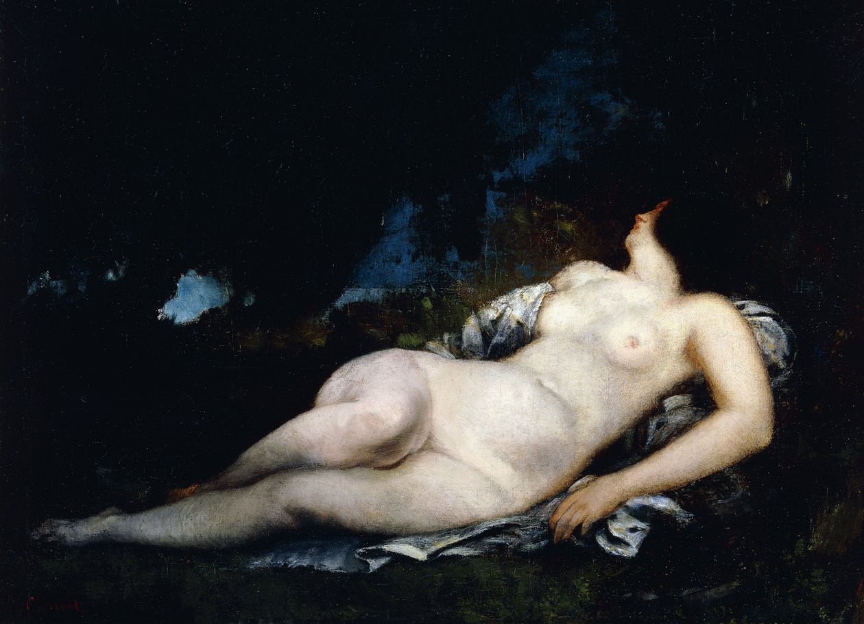 वुमन स्लीपिंग के लिए अध्ययन, c.1852 द्वारा गस्टवे कौरबेट