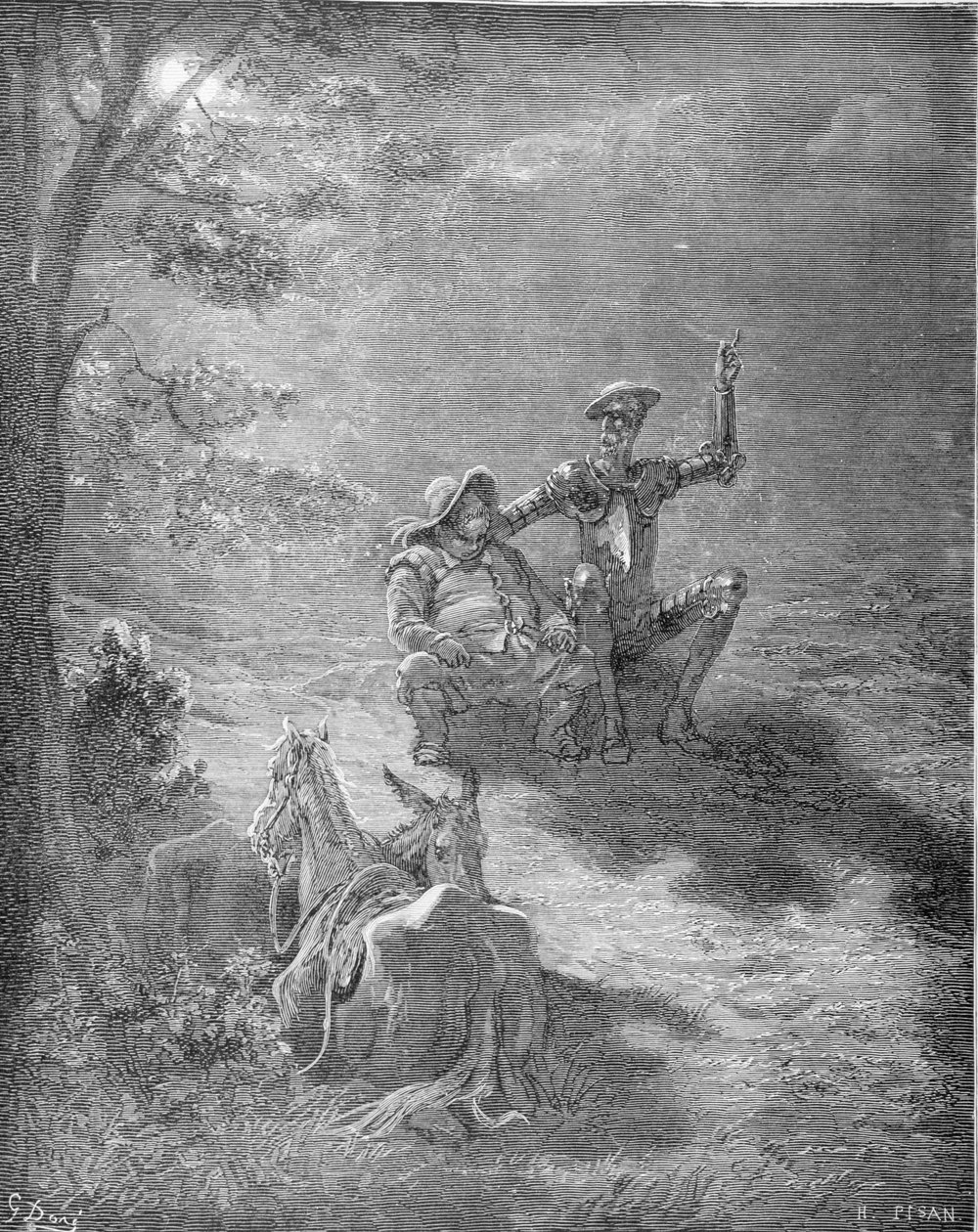 हेलियोडोर जोसेफ पिसन (1822-90) c.1868 द्वारा उत्कीर्ण मिगुएल ग्रीवांट्स (1547-1616) द्वारा &39;डॉन क्विक्सोट डे ला मंच&39; से एक रात का प्रवचन। द्वारा गुस्ताव डोर