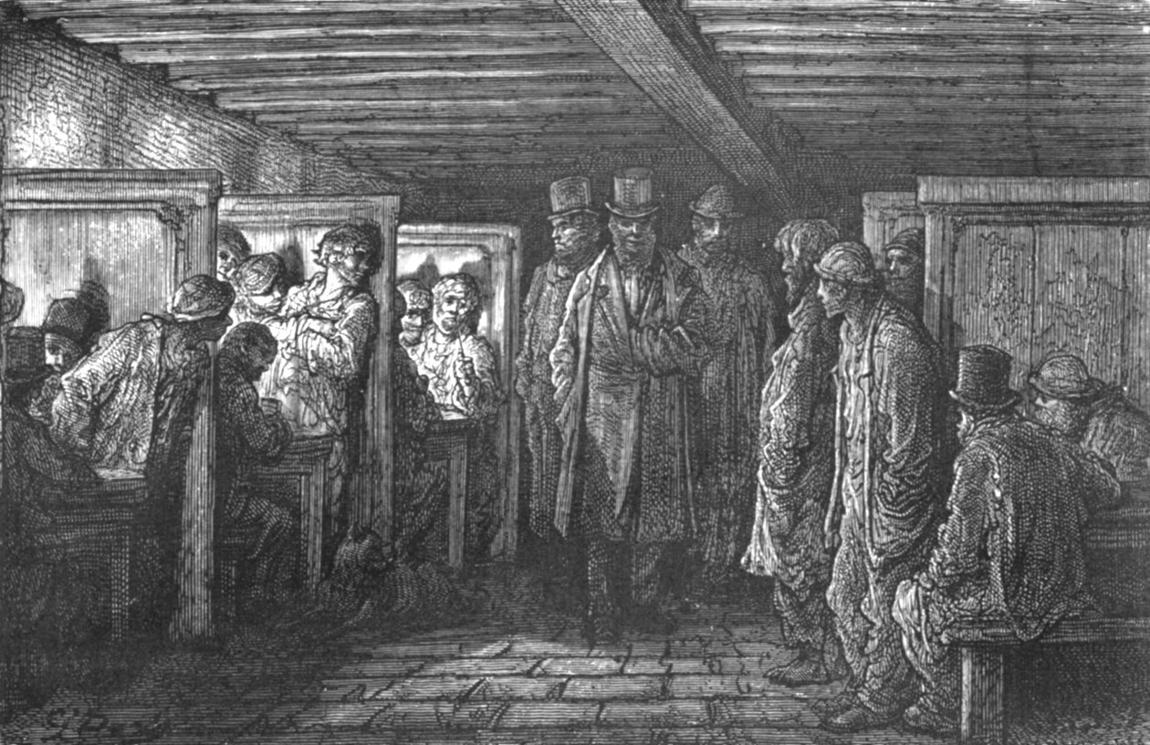 एक ह्वाइटचैपल कॉफी हाउस, 1872। द्वारा गुस्ताव डोर