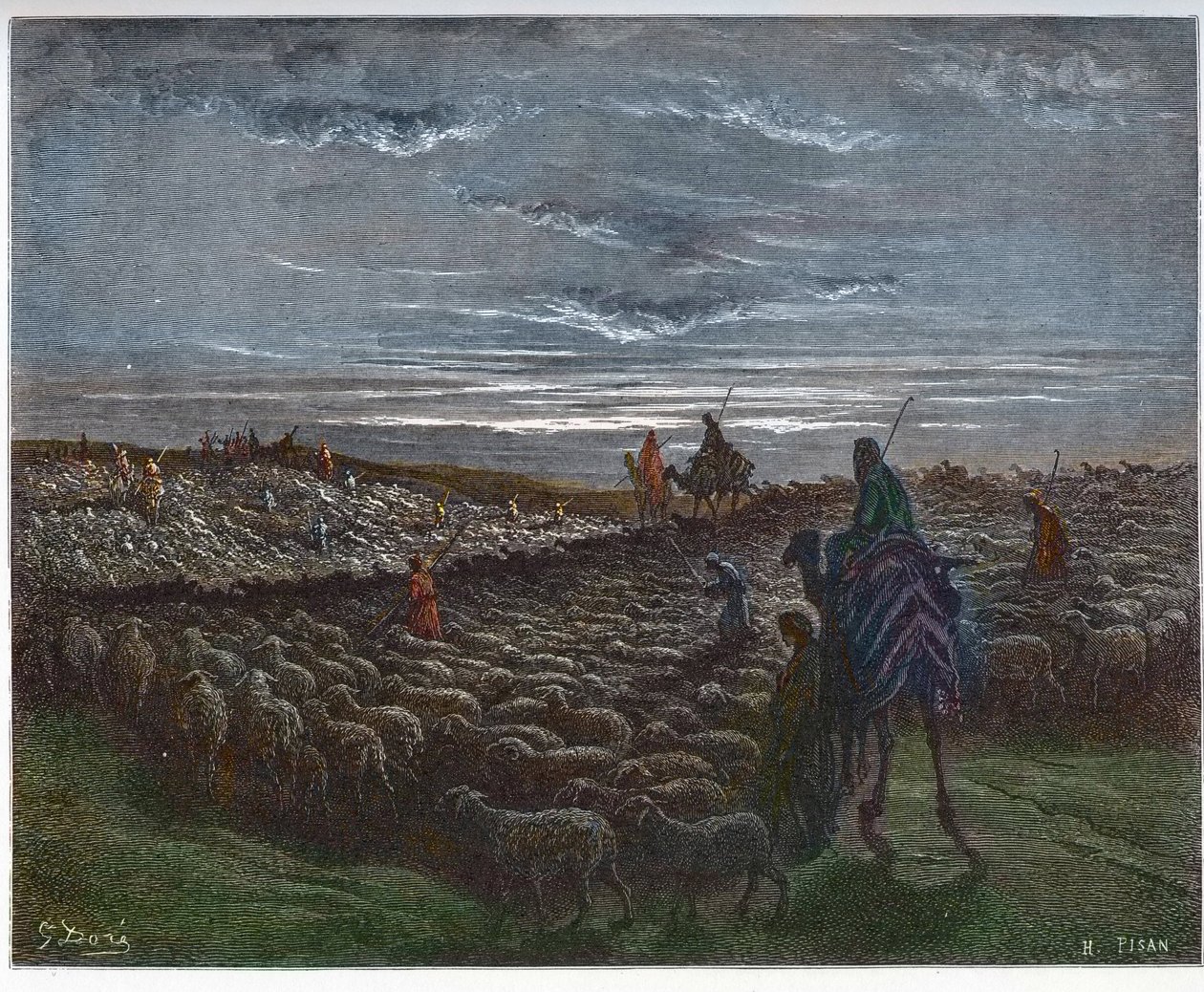 कनान की भूमि में अब्राहम यात्रा - अब्राम कनान की भूमि में बस गया - गुस्ताव डोर (1832-1883) द्वारा "द बाइबिल इलस्ट्रेशन" में उत्कीर्णन - "" द डोर बाइबिल "" से उत्कीर्णन द्वारा गुस्ताव डोर