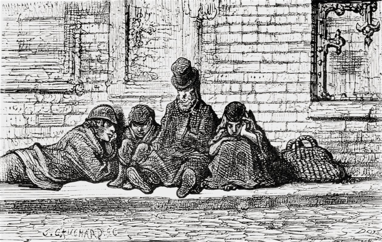 सड़कों पर सो रहा है, 1872। द्वारा गुस्ताव डोर