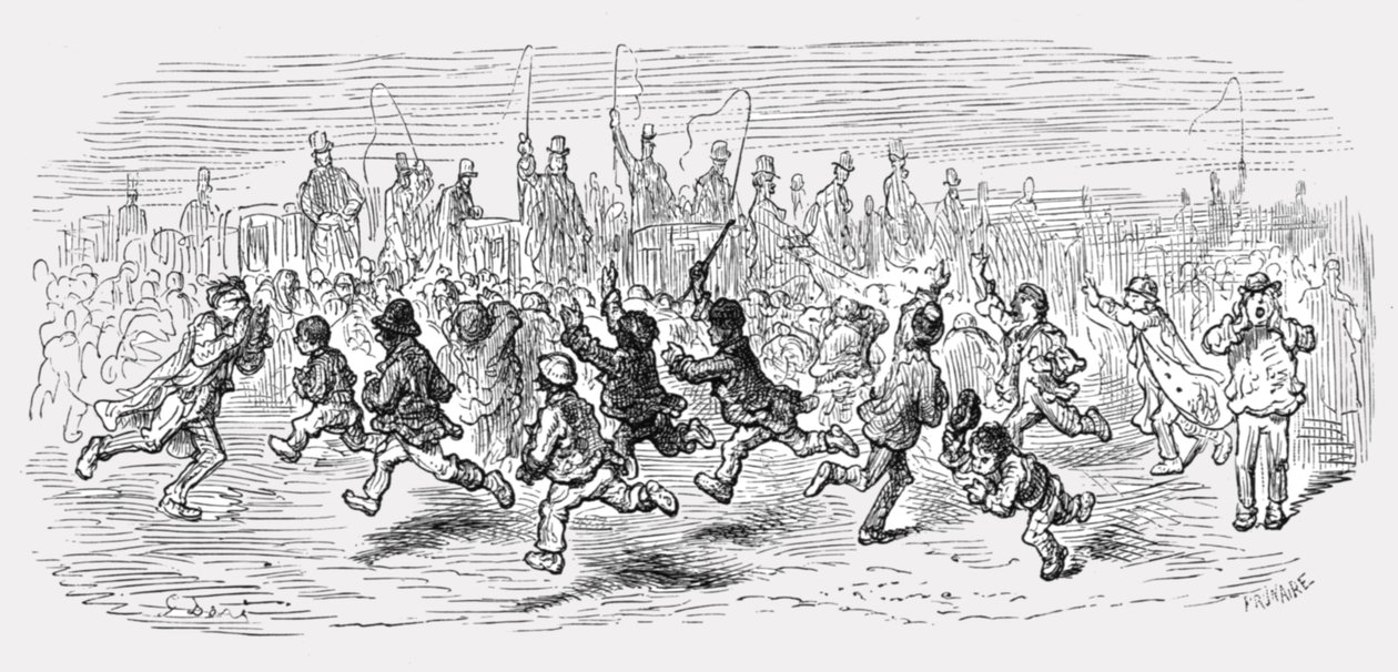 बार्न्स कॉमन - कॉलिंग द कैरिज, 1872। द्वारा गुस्ताव डोर