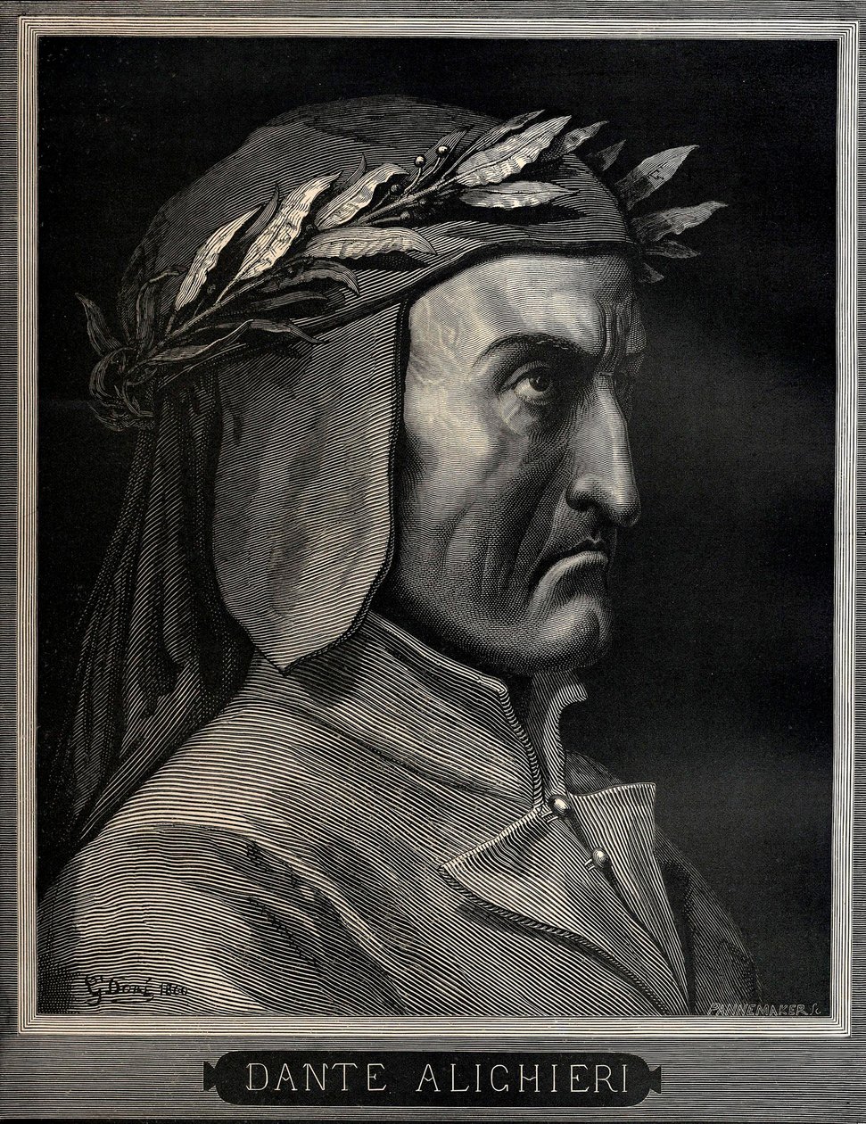 दांते एलघिएरी 1265-1321, 1860। द्वारा गुस्ताव डोर