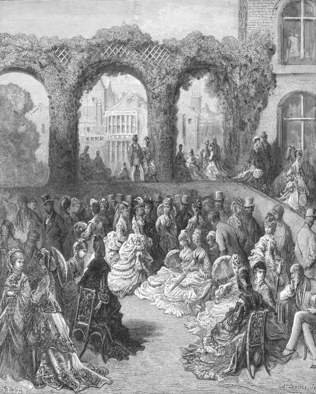 हॉलैंड हाउस - ए गार्डन पार्टी, 1872। द्वारा गुस्ताव डोर