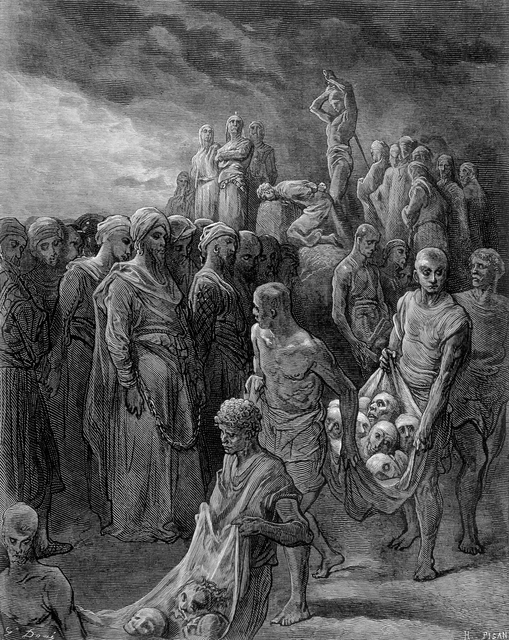 रिचर्ड, प्रतिशोध का उपयोग करते हुए, बंदियों को मार डाला - गुस्ताव डोरेस द्वारा उत्कीर्णन द्वारा गुस्ताव डोर