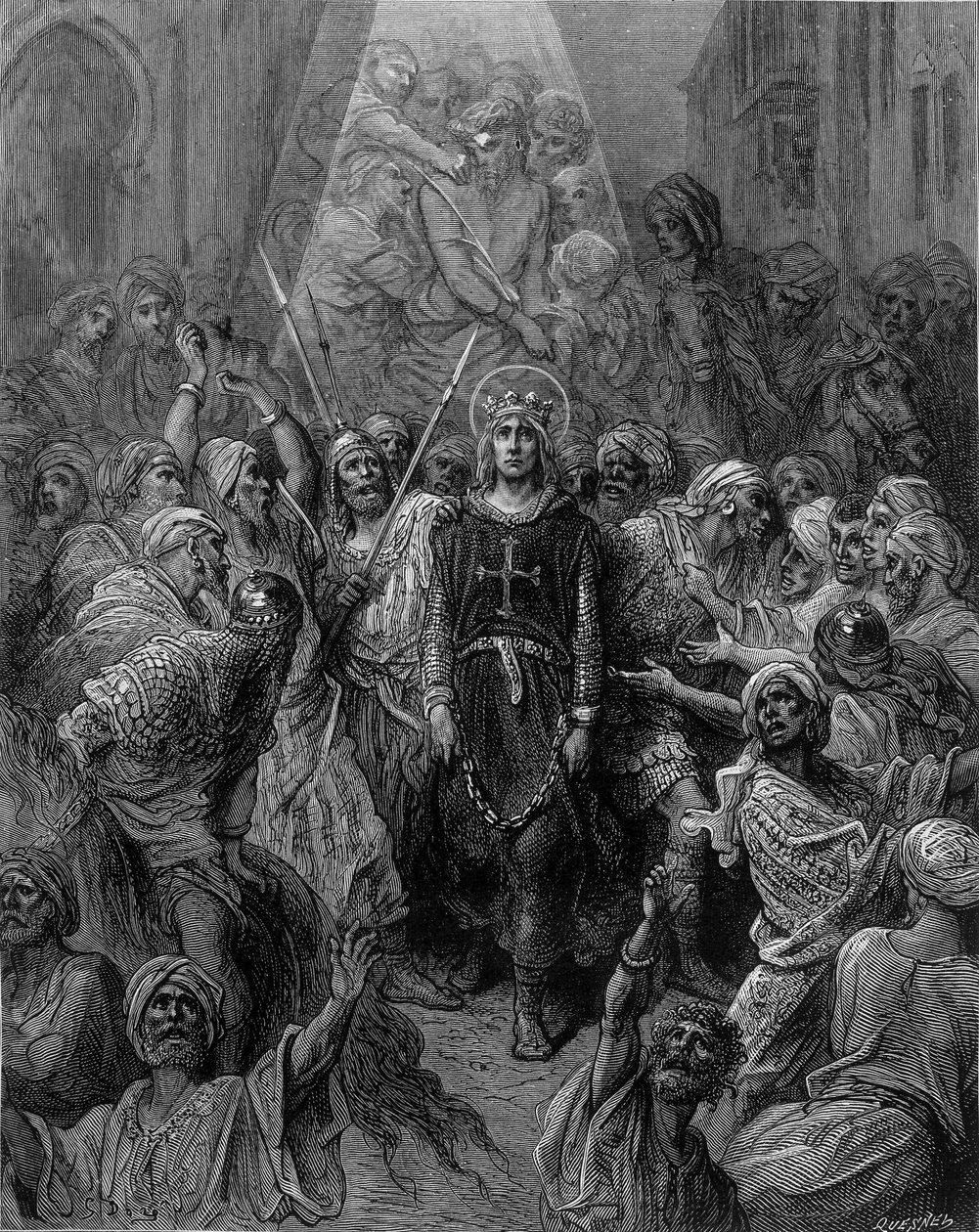 1250 में 7वें धर्मयुद्ध के दौरान सेंट लुइस को मंसौरा में कैदी बना लिया गया - गुस्ताव डोरे द्वारा उत्कीर्णन द्वारा गुस्ताव डोर