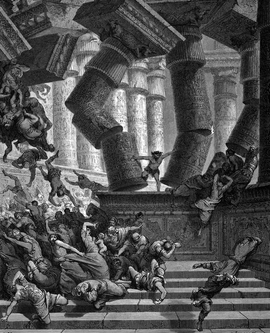 1866 में डैगन के मंदिर को गिराने वाला सैमसन द्वारा गुस्ताव डोर