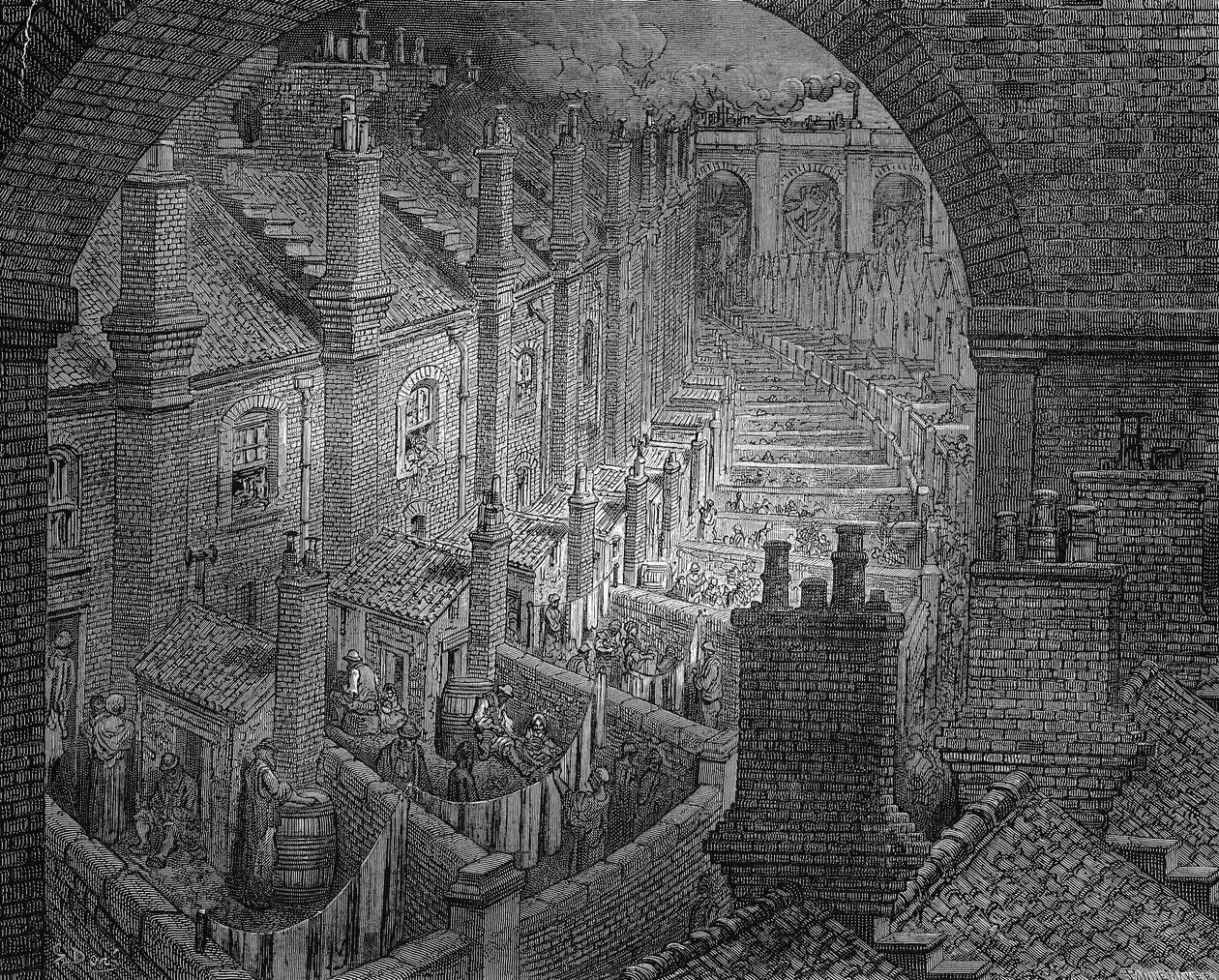 लंदन की झुग्गियां, गुस्ताव डोरे द्वारा उकेरी गई (1832-1883) द्वारा गुस्ताव डोर