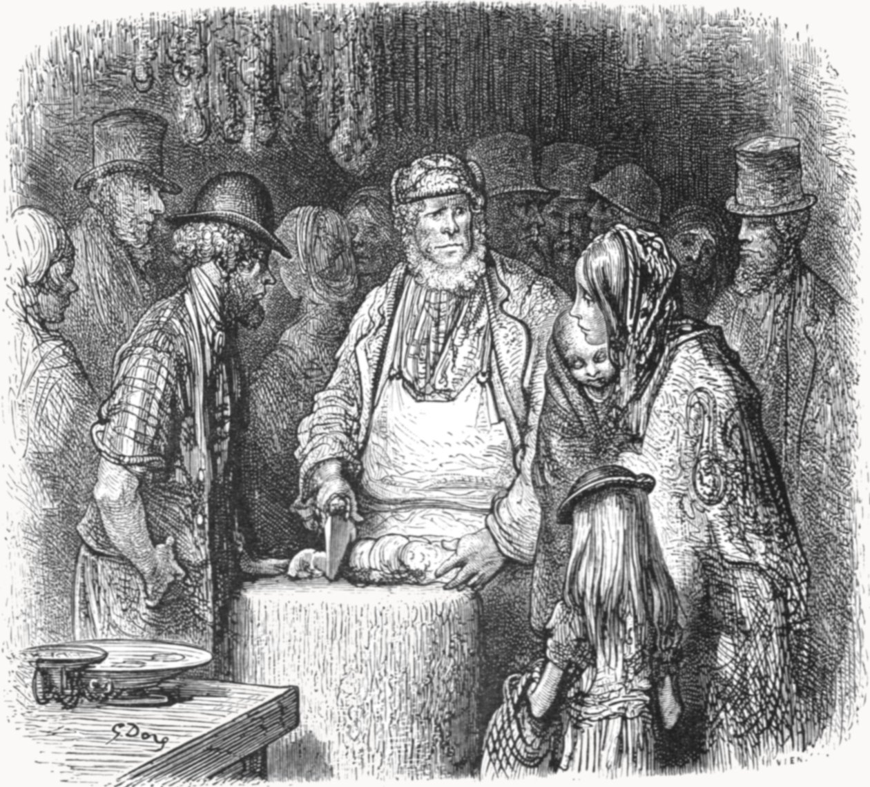 कसाई - न्यूपोर्ट मार्केट गली, 1872। द्वारा गुस्ताव डोर