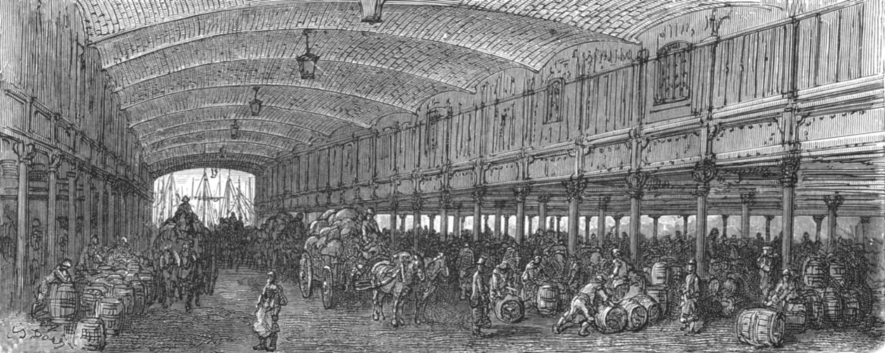 'द ग्रेट वेयरहाउस-सेंट। कैथरीन डॉक, 1872। द्वारा गुस्ताव डोर