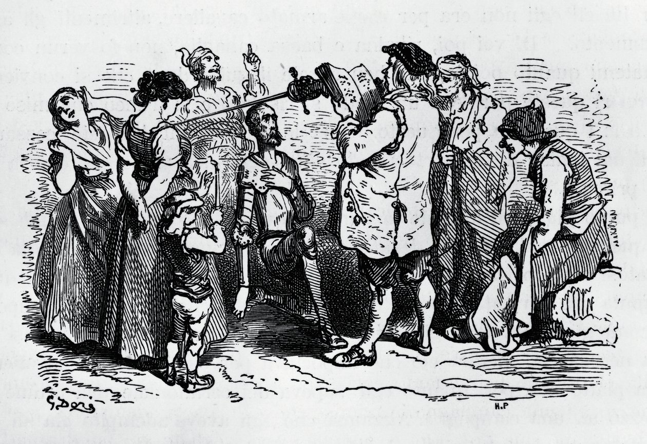 डॉन क्विक्सोट का इंडक्शन, गुस्ताव डोर द्वारा सचित्र' (1832-1883) डॉन क्विक्सोट के लिए मिगुएल डे सर्वेंट्स सावेद्रा (1547-1616) द्वारा द्वारा गुस्ताव डोर