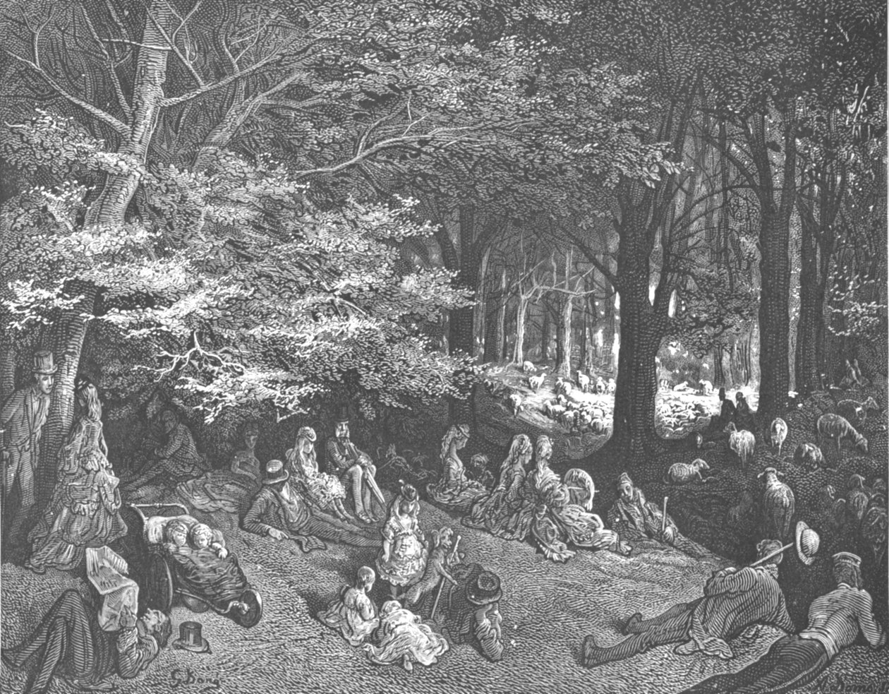 पेड़ों के नीचे - रीजेंट्स पार्क, 1872। द्वारा गुस्ताव डोर