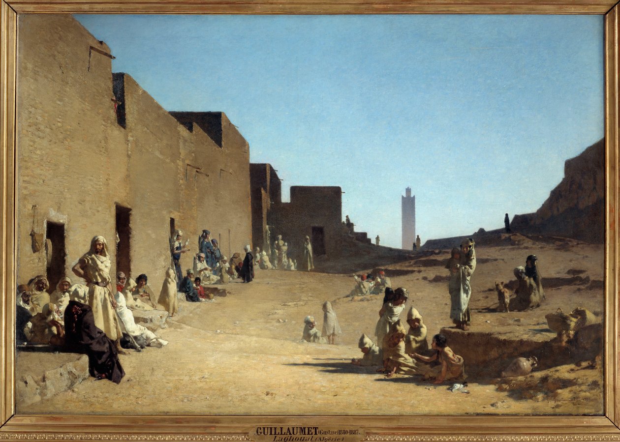 लाघौट। अल्जीरियाई सहारा। गुस्ताव गिलौमेट द्वारा चित्रकारी (1840-1887) द्वारा गुस्ताव गुइलौमेट