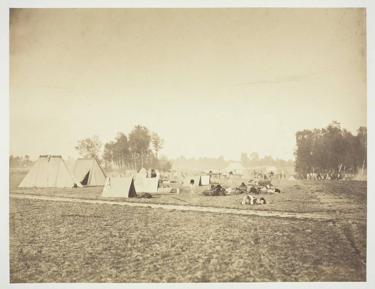 टेंट और मिलिट्री गियर, कैंप डे चालोंस, 1857। द्वारा गुस्ताव लेग्रे