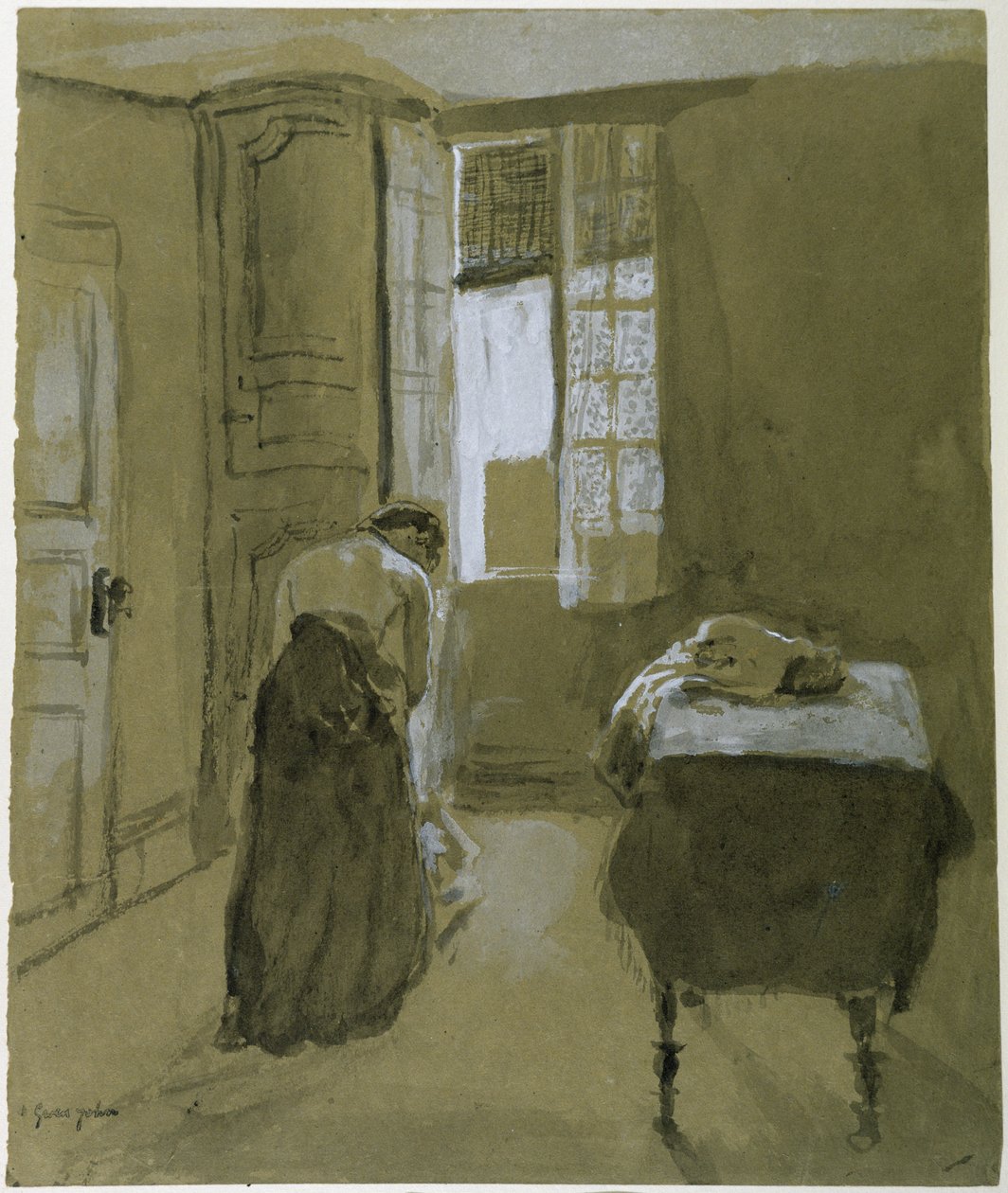 महिला ड्रेसिंग, c.1907 (कागज पर धोएं) द्वारा ग्वेन जॉन